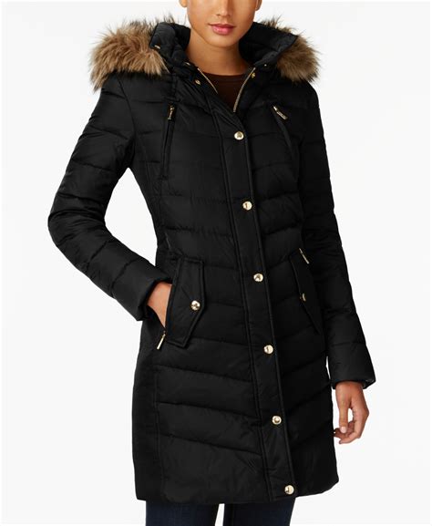 michael kors hooded faux-fur-trim down puffer coat created for macy's